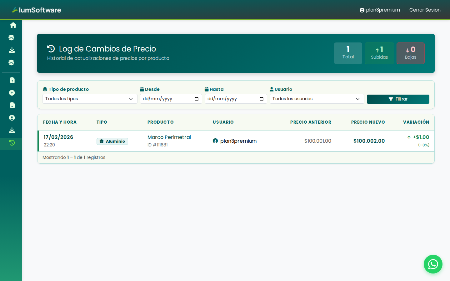 Logs de Precios